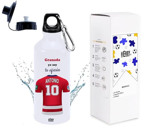 botella del Madrid para niños personalizada con nombre y número es un bidón de agua de aluminio liviano para fanáticos del futbol cantimplora madrilistas de 600 ml con dos tapones