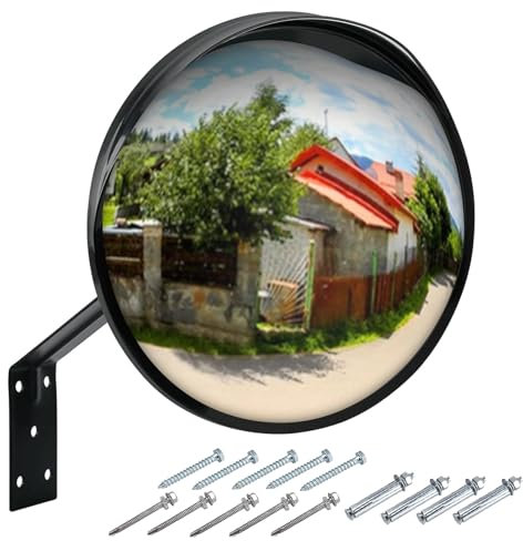 Eidoct Safety Convex Traffic Mirror With Wall Mount Bracket - Adjustable Wide Angle for Garage, Driveways, Office, Courtyard, Warehouse (30 cm / 12)