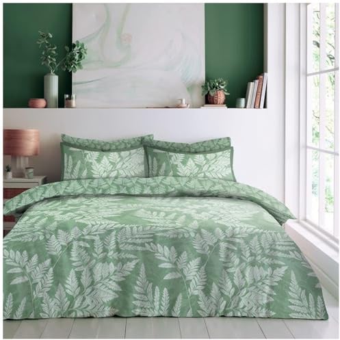 GC GAVENO CAVAILIA Botanical Leaves King Size Bedset - Light Weight Garden Leaf Duvet Cover Set - Polycotton Reversible Leafs Bed Cover With Pillowcases - Multi