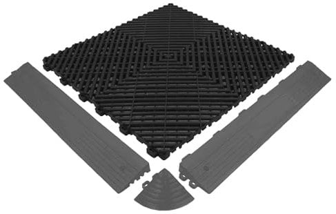 IYG Floor - Garagenboden Belag Fliesen Garagen Boden Matten Werkstatt Kunststoff Belag Werkstattboden Klickfliesen Platte Garage Tile (Midnight Black, 10 Stück)