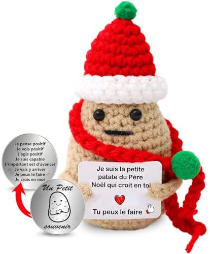 nedit Patate avec Message Positif - Idée Cadeau Original - Cadeau Anniversaire Femme/Homme/Ado/Enfants - Patate Tricotée Pour la Confiance en Soi - Gadget Insolite Rigolo