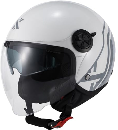 Shox Interceptor SV Delta Open Face Motorcycle Helmet XS Gloss Grey White