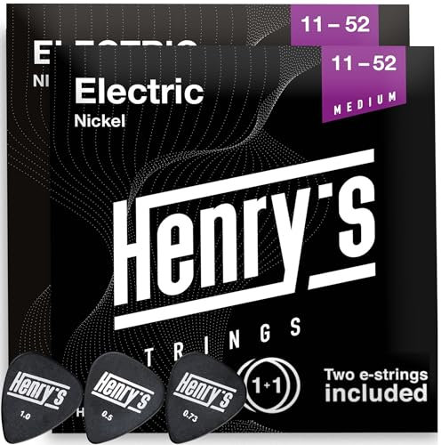 2-Pack Gitarrensaiten E-Gitarre - E-Gitarren-Saiten Mit Vernickelter Außenseite & Edelstahlkern - Extra 2xE1-Saite & 3xPlektren - Medium Saiten für E Gitarre 11-52 - Electric Guitar Strings