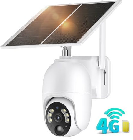 PESAIR 4G LTE Cámara Vigilancia Exterior con Tarjeta SIM, 2K HD Cámara Sin WiFi PTZ, Visión Nocturna Colorida y Detección PIR Humana, Audio Bidireccional