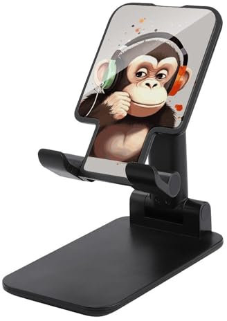 NWTRJ Music Monkey Handy-Ständer, verstellbarer Winkel, Höhe, Telefonständer, faltbar, Desktop-Handyhalterung, kompatibel mit allen Handys