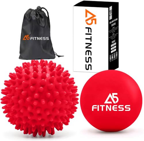 Massage Ball – Red Lacrosse and Spiky Balls– Perfect for Yoga, Rehab, Deep Tissue & Trigger Point Massage, Myofascial Release, Plantar Fasciitis - Sore Muscle Recovery, and Overall Body Relaxation
