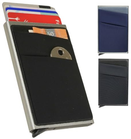 STUFF® Porta Carte di Credito Uomo + 2 tasche | Portafoglio Uomo con tecnologia RFID | Portacarte Design nuovo, semplice e leggero, ideale per un portafoglio uomo slim e compatto