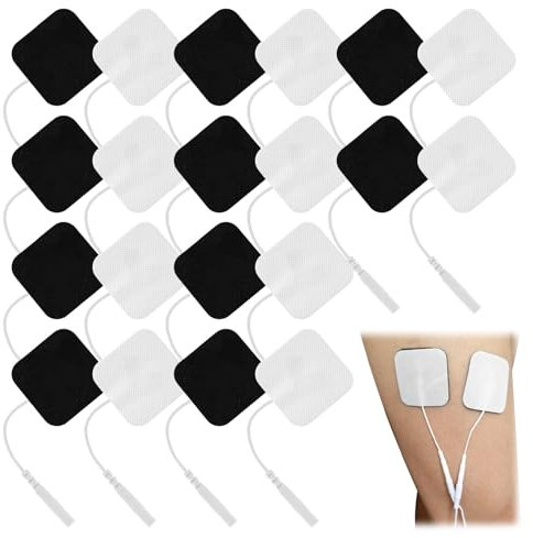 20 PCS Unit Replacement Pads,50X50mm Machine Pads for Tens,Self-Adhesive Electrode Pads,Reusable Unit Electrode Pads,Black and White Unit Patches,Unit Pad Compatible with Tens