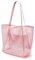 dellyy Mesh Sac de Plage Surdimensionné, avec Poche Intérieure Zippée, 35*17*37cm Sac de Plage Femme Pliable, Grand Gac de Plage Bohème, Adapté aux Vacances, Pique-Nique Plage Usage Quotidien (rose)