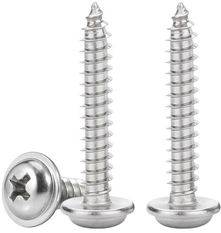 Drenky Vis a Bois en Inox M5x25mm Vis Autotaraudeuses à TêTe Ronde Avec Rondelles Cruciformes à Bois, EntièRement Fileté, 50 Pièces