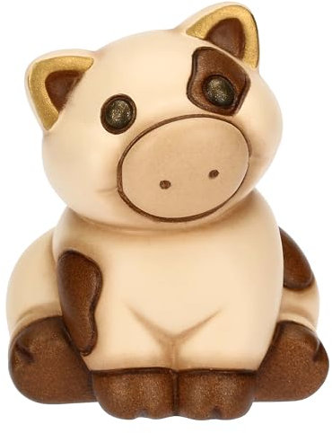 THUN - Mini maialino Lino - ceramica - Collezione Giardino di Primavera - 4.7 x 4.7 x 5.8 cm