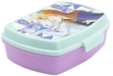 My sweety pop – Caja de merienda de la Reine des Neiges – Caja de almuerzo para niños – Guardería – Escuela – Vacaciones – Comida – 17 cm – Idea de regalo – Morado/Azul