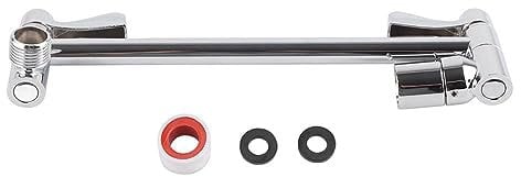 Adjustable Shower Head Extension Arm with Rotating Handle, Full Copper Chrome Plating Shower Arm Extension Wall Mount, Internal Double Gears for Extra Weight Capacity