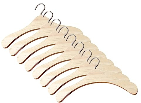 8 Stück Miniatur Kleiderbügel für Puppenkleidung Beige | Stabile Ersatzlösung für Defekte Bügel, 10cm Größe, Schlichtes Retro Design