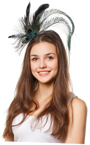 ELAYARD Pfau Feder Stirnband Kopfschmuck Für Damen Party Kostüm Cosplay Hochzeit Festival