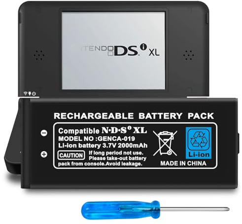 JUBOTY 2000mAh NDSi XL Akku für Nintendo NDSi XL Spielkonsole, 2025 Neues überarbeitet Hohe Leistung Ultra-hohe Kapazität hochdichte Li-Ionen Ersatzakku+ 1*Schraubendreher (Schwarz)