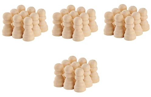 HONMEET 50pcs Unfinished Wood Chess Pieces Diy Crafts Board Game Accessories Educational Toy for Children and Adults