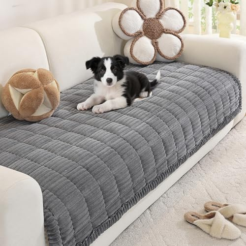 Royhom Dicke Sofa Überzug für Haustiere, Anti-Rutsch Sofabezug 2 3 4 Sitzer, Grau Couch Überzug, Sofaschoner für Wohnzimmer (Sitzer, 90 x 210 cm)