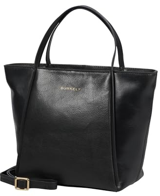 Burkely Fine Florence Handbag – Schwarz Leder Damen Handtasche – Crossbody-Option – Elegante Tasche für Arbeit und Freizeit