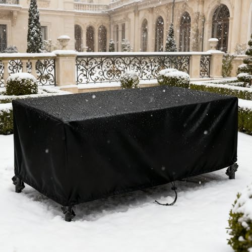 AJALGZ Housses pour Salons de Jardin,270x210x70cm/LxlxH Résistance au Froid 420D Oxford Imperméable Bâche de Table Protection Housse Mobilier de Exterieur, Noir