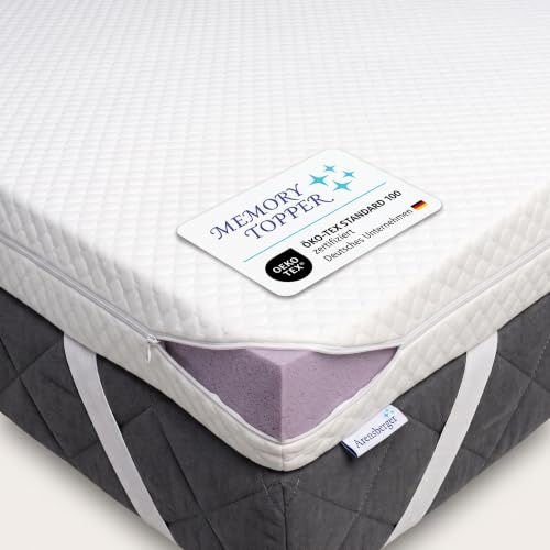 Arensberger Topper Soft Plus 180x200cm | H2, Memory Foam, 7cm, waschbar | Für Federkern & Schaumstoff Matratzen, Matratzenauflage 7cm, druckentlastend, atmungsaktiv, Topper für erholsamen Schlaf