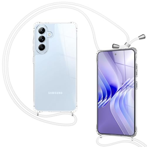 NALIA Handykette für Samsung Galaxy S26 - Hülle, Mondweiß | Kordel ca. 1,60m für Crossbody, Ösen fest im Rahmen eingegossen, Massive Metallenden, Verstärkte Ecken, HANGIT PRO
