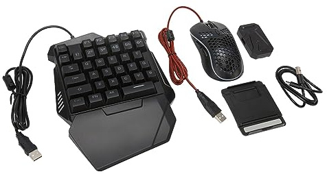 ZAICOLER RGB Half Gaming Keyboard and Mouse Converter Set for Plug and Play for Mobile Games, Compact and Portable, ABSSystem for PUBG Mobile,