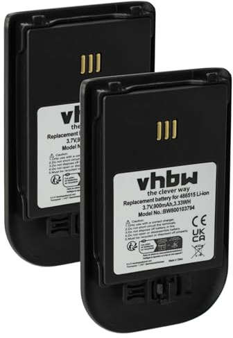 vhbw 2X Akku Ersatz für 0486515, 3BN78404AA, 660190/R1A, 660190/R1AA, 660190/R2B für schnurlos Festnetz Telefon (900 mAh, 3,7 V, Li-Ion) Schwarz