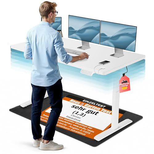 CLOUVOU MasterDesk Höhenverstellbarer Schreibtisch elektrisch [TESTSIEGER] | 160x80cm | Dual-Motor Schreibtisch höhenverstellbar elektrisch | Elektrischer Schreibtisch mit Memory, 2X USB & Kabelversteck