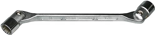 SW-Stahl Doppelgelenk-Schlüssel 18 x 19 mm, Chrom-Vanadium, 00946L | Zwölfkant-Profil, matt verchromt, abwinkelbarer Gelenkkopf für Arbeiten in beengten Platzverhältnissen, lose verpackt