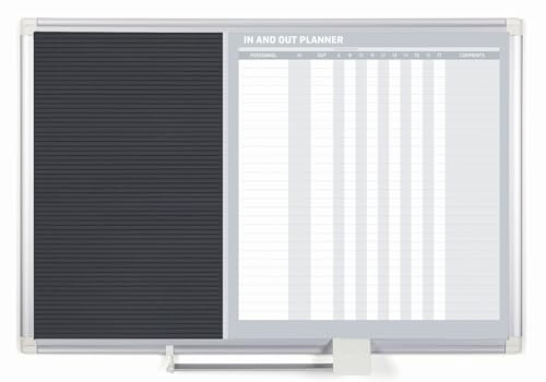 MasterVision in-Out Planungstafel, magnetisch, trocken abwischbar, 45,7 x 61 cm, Aluminiumrahmen, Silber, Weiß