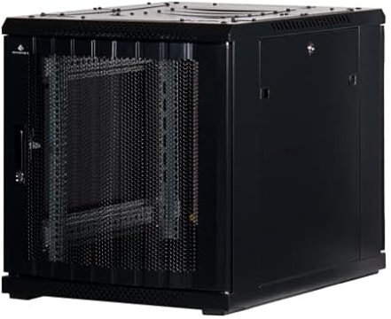 12 HE 19 Zoll - 19 Serverschrank mit Gitternetz-Türen vorne und hinten, niedrige Bauhöhe zum Aufstellen unter Schreibtischen (BxTxH) 600x800x634mm - NEU! 19Power GmbH