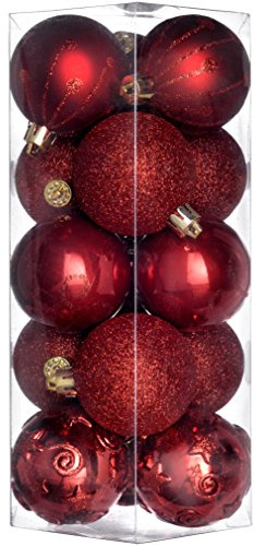 WeRChristmas Shatterproof Plastic Deluxe Baubles Christmas Tree, 15-Piece - Red