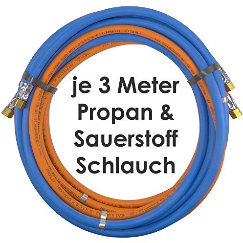 Propan Sauerstoff Gasschlauch Zwillingsschlauch 3 Meter - Semperit Profi Gummischlauch zum autogen schweißen oder schneiden - Semperit Profiqualität von Gase Dopp