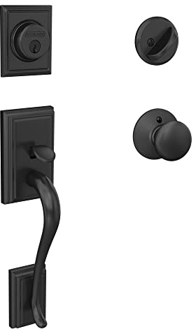 Schlage Front Door Entry Handleset, Plymouth Knob, Matte Black