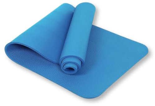 kemket Yogamatte für Fitness / Workout, rutschfeste Matte, 10 & 15 mm, hohe Dichte, reißfeste Gymnastikmatte mit Tragegurt, blau, 15 mm