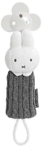 Nijntje Schnullerkette Miffy grau gestrickt, geeignet von 0 bis 2 Jahren, mit Schnuller