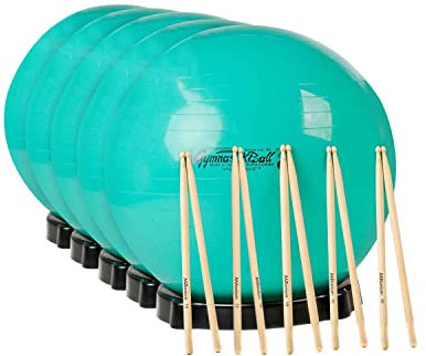 Original Pezzi 5X 65cm Ø Gymanstikball grün, Oliver Ballschale schwarz, Drums