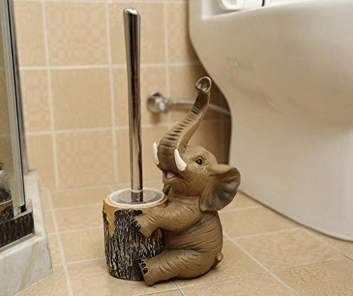 YAONAI Toilet Brush With Handle, Ecological Resin Production, Creative Animal Style, Stainless Steel Handle Strong Durable And Effective Decontamination,elephant