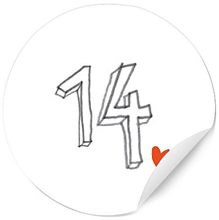 24 Adventskalenderzahlen für Kinder und Erwachsene, runde Zahlen Etiketten MATT zum Adventskalender Basteln, selbstklebend, 40 mm, WEISS GRAU mit Handlettering Zahlen und Herz