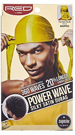 Red By Kiss Power Wave Silky Satin Durag Extra Long Tails, Yellow