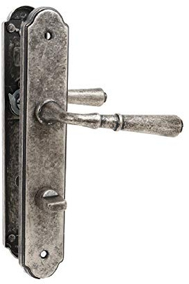 MS Beschläge® Türdrücker Türklinke mit Hochhaltefeder aus Zamak antik grau Modell 391 Antik (WC - Bad)