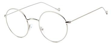 GUKOO Klassische metallgestell durchsichtige brille runder spiegel Vintage Look clear lens