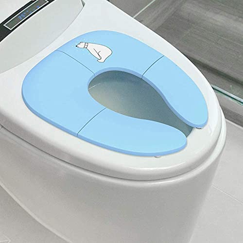 Upgrade Version Faltbarer Toilettensitz, Kinder Faltbarer Toilettentrainer Unterwegs für Kinder/Baby,Tragbar Reise WC Sitz Kleinkind Töpfchentrainer WC Sitzbezüge (Blau)
