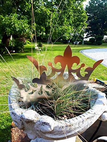 ARTTEC Krone Beetstecker (2er Set, Edelstahl) hochwertige Gartendeko aus Metall - Edelstahldeko für Garten, Balkon & Terasse - Metall Gartenstecker - Made in Germany