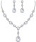 Clearine Damen Schmuck Set Hochzeit Braut Zirkonia Teardrop Y Halskette und Ohrringe Schmuckset für Frauen Klar Silber-Ton