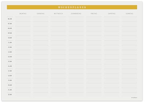 Wochenplaner • DIN A4, Creme • 50 Blatt • Edles Design • Block, Plan, Organizer, Wochenplan