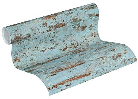 A.S. Création papier peint intissé Neue Bude 2.0 Edition 2 Stones & Structure papier peint brique 10,05 m x 0,53 m bleu vert orange 374153 37415-3