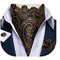 DiBanGu Ascot Krawatten für Herren, Hochzeit, Jacquard, gewebt, 100 % Seide, Ascot-Krawatte für Herren, Krawatte und Einstecktuch, Set, 02 - Schwarz Gold, Einheitsgröße