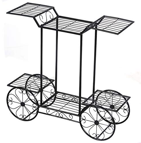 COSTWAY Support Métallique pour Jardin, Présentoir de Fleurs pour les Plantes en Pots, 6 Etages, pour Jardin, Patio, Etagère de Jardin Extérieure/Intérieure Robuste et Autonome Noir
